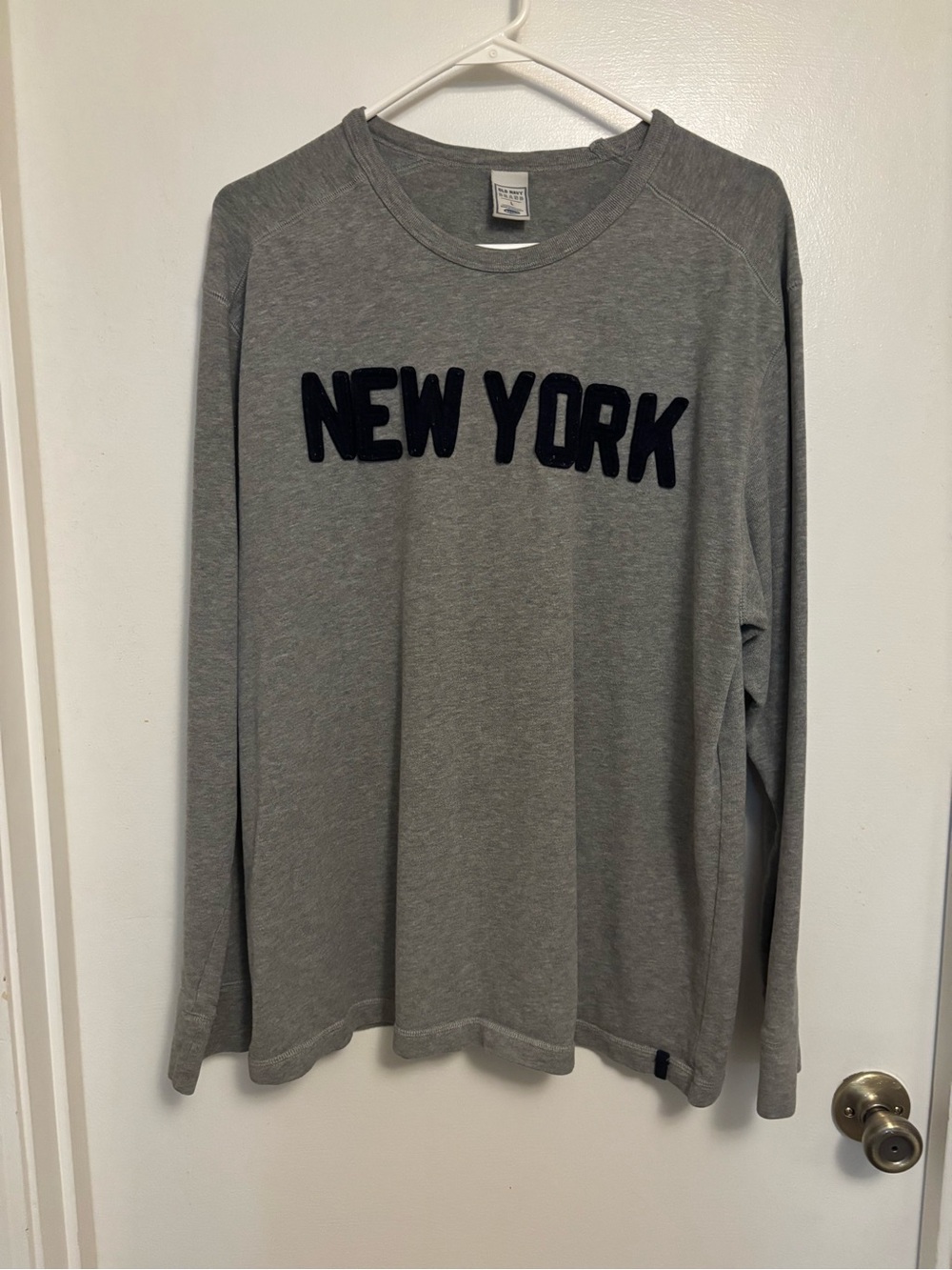 Old Navy Gray Long Sleeve Tee with Navy Logo